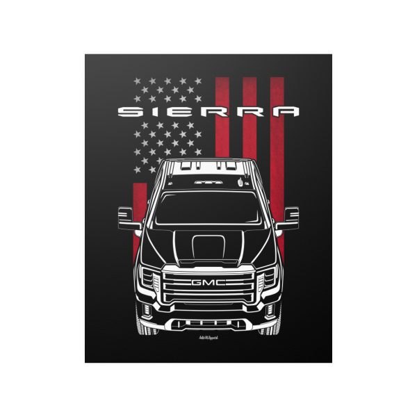 GMC Sierra HD 2020-2023 Poster - US Flag Print 16 x 20 inch by Auto Art Apparel