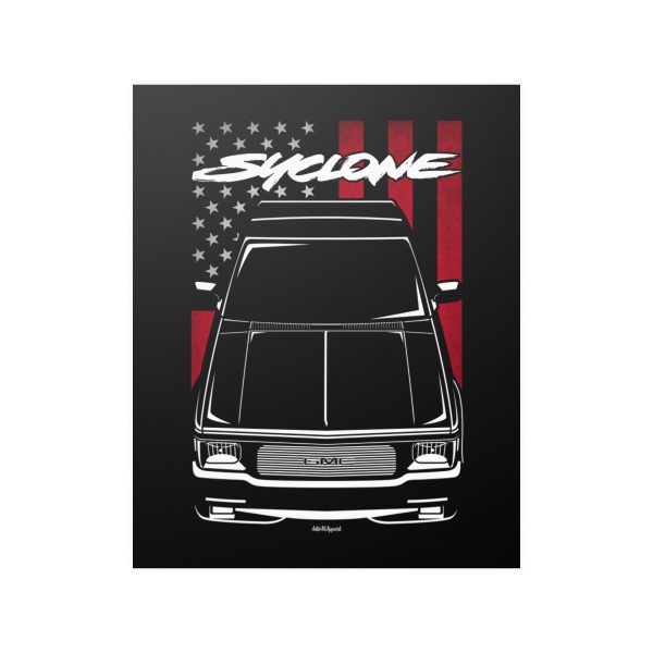 GMC Syclone 1991 Poster - US Flag Print 16 x 20 inch by Auto Art Apparel