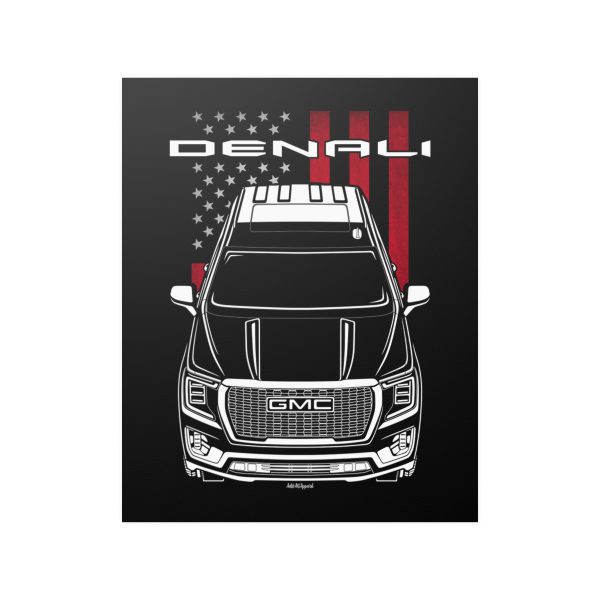 GMC Yukon Denali 2021-2023 Poster - US Flag Print 16 x 20 inch by Auto Art Apparel