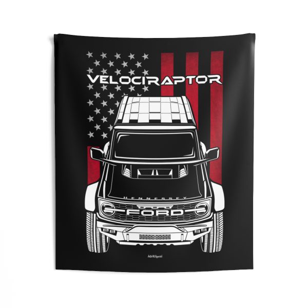 Hennessey Velociraptor Bronco Tapestry - US Flag Wall Art 50 x 60 inch by Auto Art Apparel