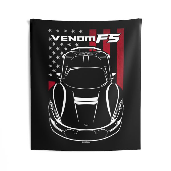 Hennessey Venom F5 Tapestry - US Flag Wall Art 50 x 60 inch by Auto Art Apparel