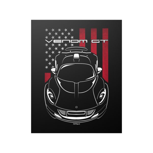 Hennessey Venom GT 2011-2017 Poster - US Flag Print 16 x 20 inch by Auto Art Apparel