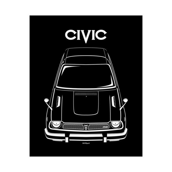 Honda Civic RS 1st gen 1974-1975 Poster 16 x 20 inch by Auto Art Apparel