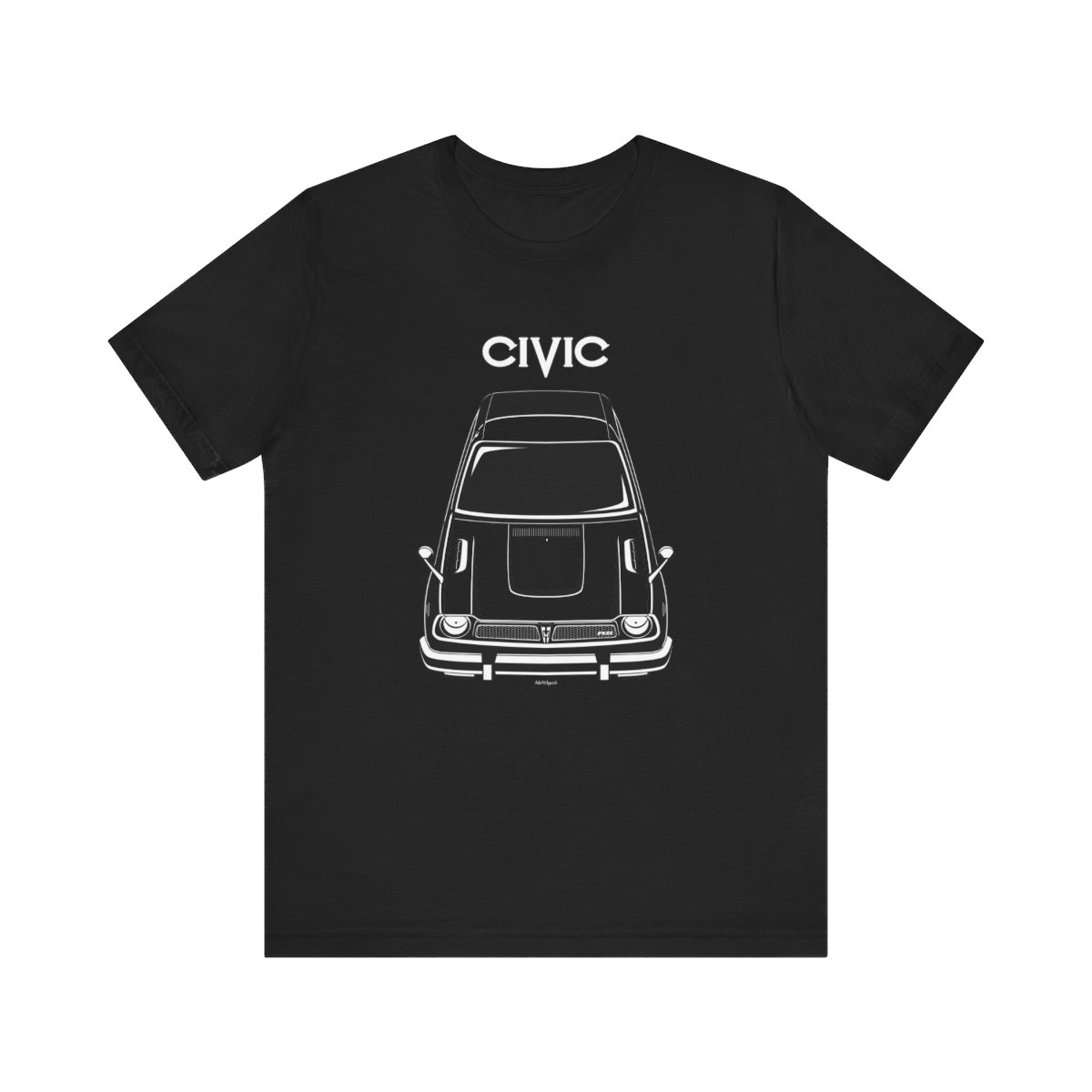 Honda Civic RS 1st gen 1974-1975 T-shirt Black by Auto Art Apparel