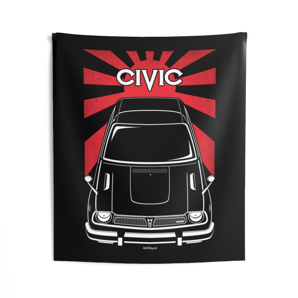 Honda Civic RS 1st gen 1974-1975 Tapestry - JDM Wall Art 50 x 60 inch by Auto Art Apparel