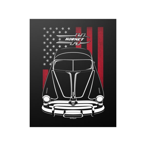 Hudson Hornet 1952 Poster - US Flag Print 16 x 20 inch by Auto Art Apparel