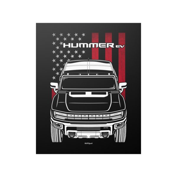 Hummer EV Poster - US Flag Print 16 x 20 inch by Auto Art Apparel