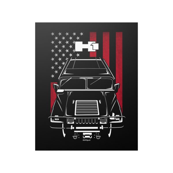 Hummer H1 Poster - US Flag Print 16 x 20 inch by Auto Art Apparel