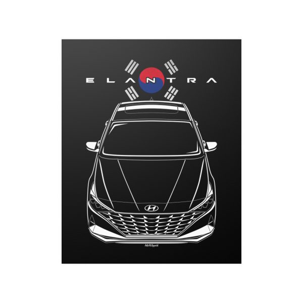 Hyundai Elantra 2021-2023 Poster - Korea Flag Print 16 x 20 inch by Auto Art Apparel