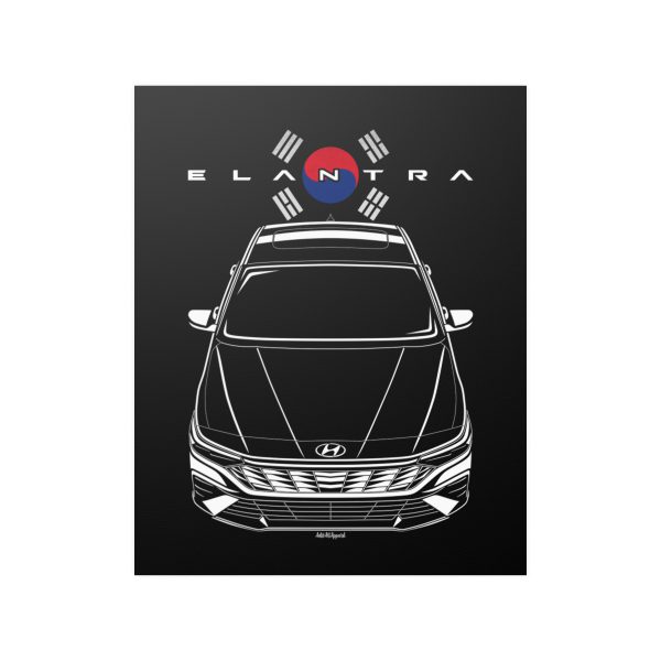 Hyundai Elentra 2024-2025 Poster - Korea Flag Print 16 x 20 inch by Auto Art Apparel