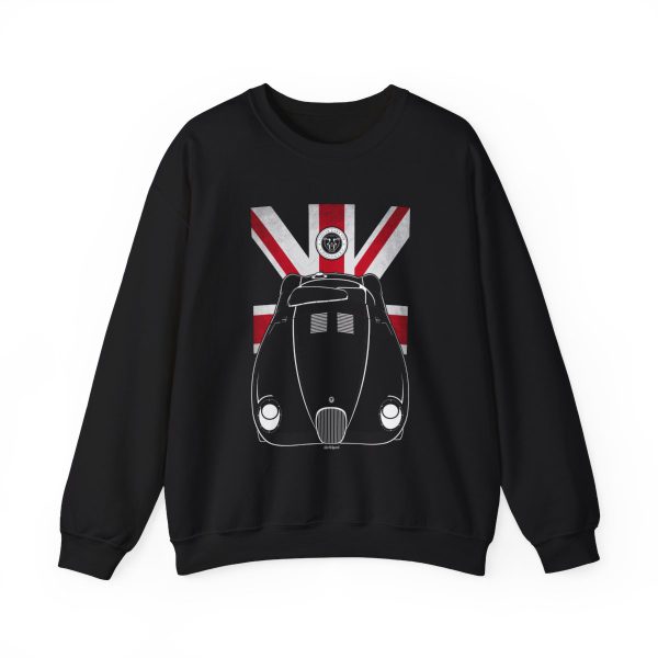 Jaguar C Type Sweatshirt - UK Flag Crewneck Black by Auto Art Apparel