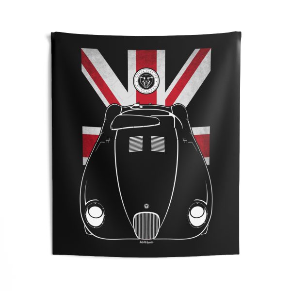 Jaguar C Type Tapestry - UK Flag Wall Art 50 x 60 inch by Auto Art Apparel