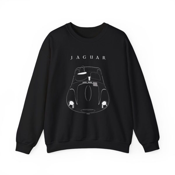 Jaguar D Type Crewneck Sweatshirt Black by Auto Art Apparel