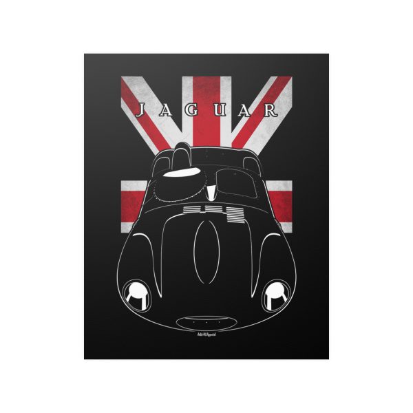 Jaguar D Type Poster - UK Flag Print 16 x 20 inch by Auto Art Apparel