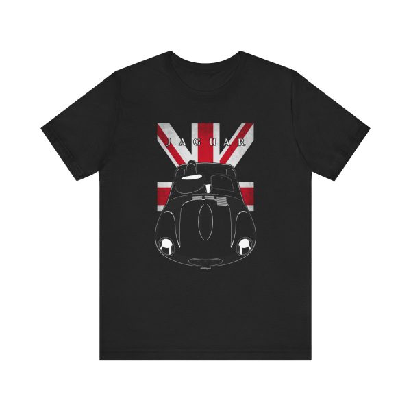 Jaguar D Type T-shirt - UK Flag Shirt by Auto Art Apparel
