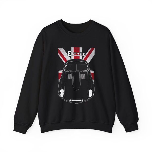 Jaguar Lightweight E Type Sweatshirt - UK Flag Crewneck Black by Auto Art Apparel
