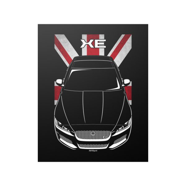 Jaguar XE S 2015-2019 Poster - UK Flag Print 16 x 20 inch by Auto Art Apparel