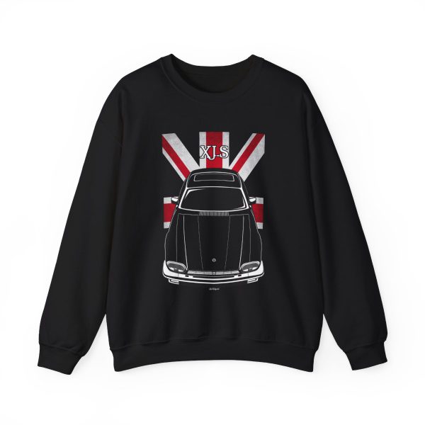 Jaguar XJ S 1981-1991 Sweatshirt - UK Flag Crewneck Black by Auto Art Apparel
