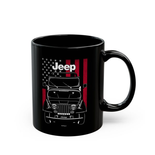 Jeep CJ 5 Willys CJ5 Mug - US Flag Coffee Mug 11 oz by Auto Art Apparel