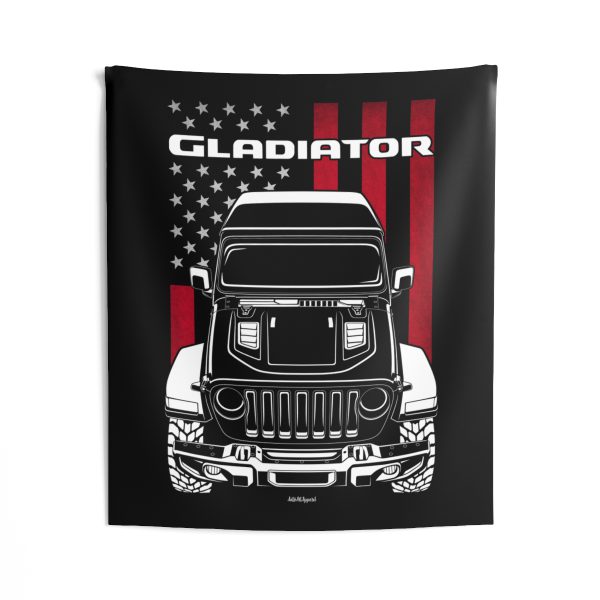Jeep Gladiator Rubicon Tapestry - US Flag Wall Art 50 x 60 inch by Auto Art Apparel