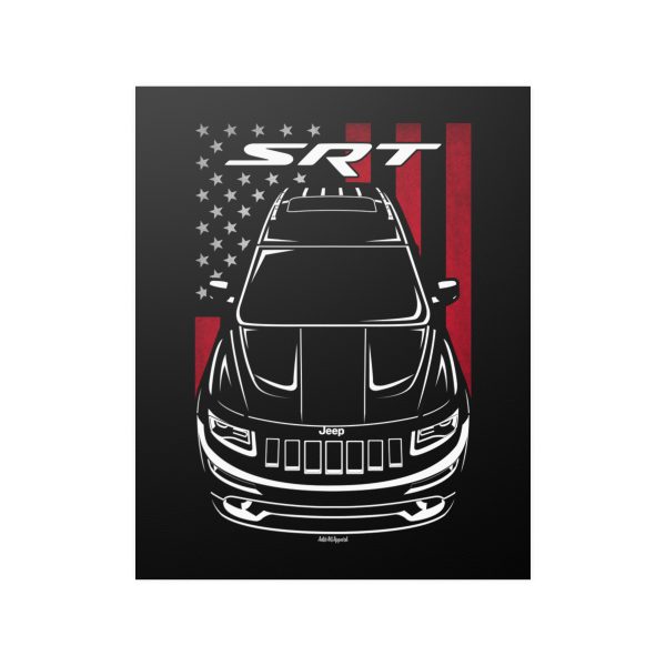 Jeep Grand Cherokee SRT 2014-2016 Poster - US Flag Print 16 x 20 inch by Auto Art Apparel