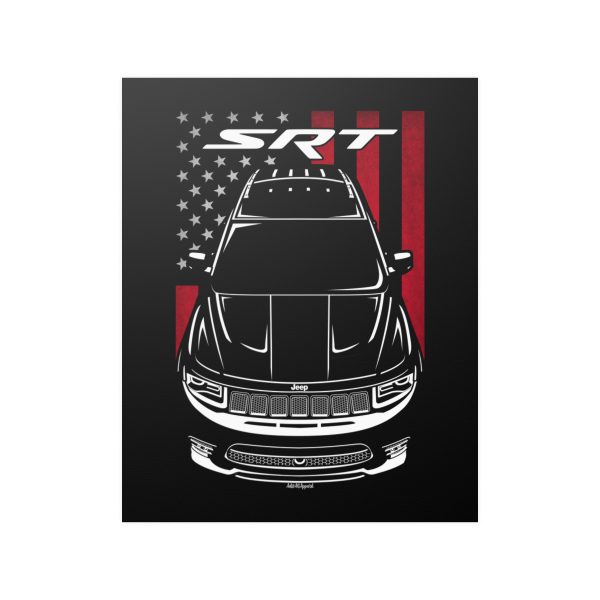 Jeep Grand Cherokee SRT 2017-2021 Poster - US Flag Print 16 x 20 inch by Auto Art Apparel