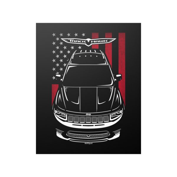 Jeep Grand Cherokee Trackhawk Poster - US Flag Print 16 x 20 inch by Auto Art Apparel