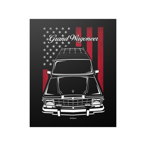 Jeep Grand Wagoneer 1984-1991 Poster - US Flag Print 16 x 20 inch by Auto Art Apparel