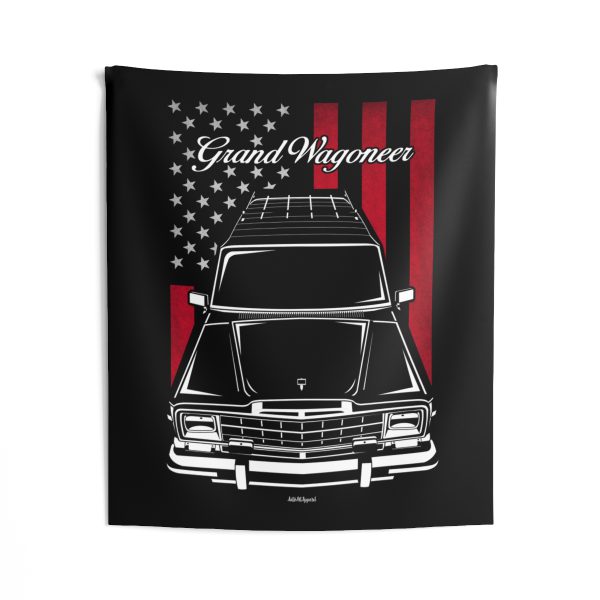 Jeep Grand Wagoneer 1984-1991 Tapestry - US Flag Wall Art 50 x 60 inch by Auto Art Apparel