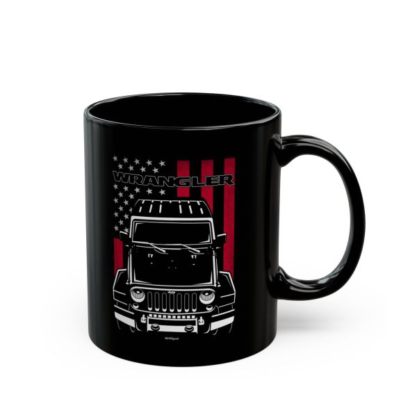 Jeep Wrangler 2007-2018 Black Mug - US Flag Coffee Mug 11 oz by Auto Art Apparel