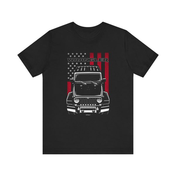 Jeep Wrangler 2007-2018 Black T-shirt - US Flag Shirt by Auto Art Apparel