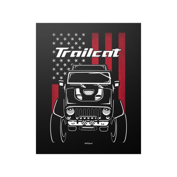 Jeep Wrangler Trailcat Poster - US Flag Print 16 x 20 inch by Auto Art Apparel