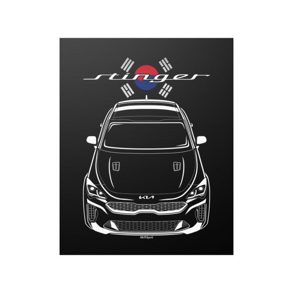 Kia Stinger GT 2021-2023 Poster - Korea Flag Print 16 x 20 inch by Auto Art Apparel