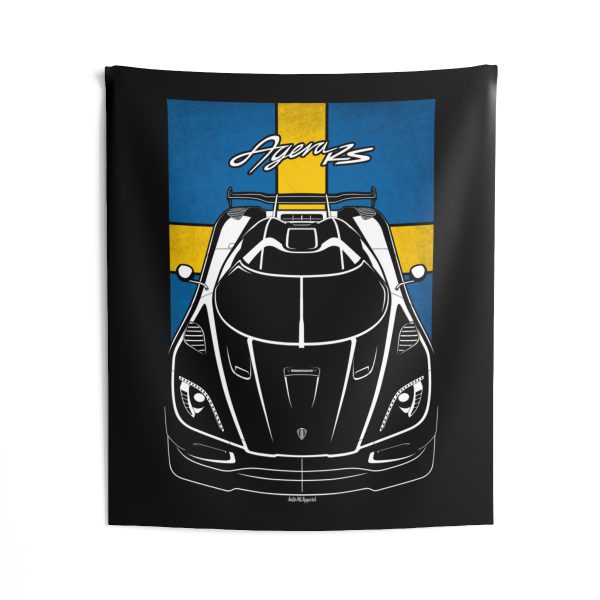 Koenigsegg Agera RS Tapestry - Sweden Flag Wall Art 50 x 60 inch by Auto Art Apparel