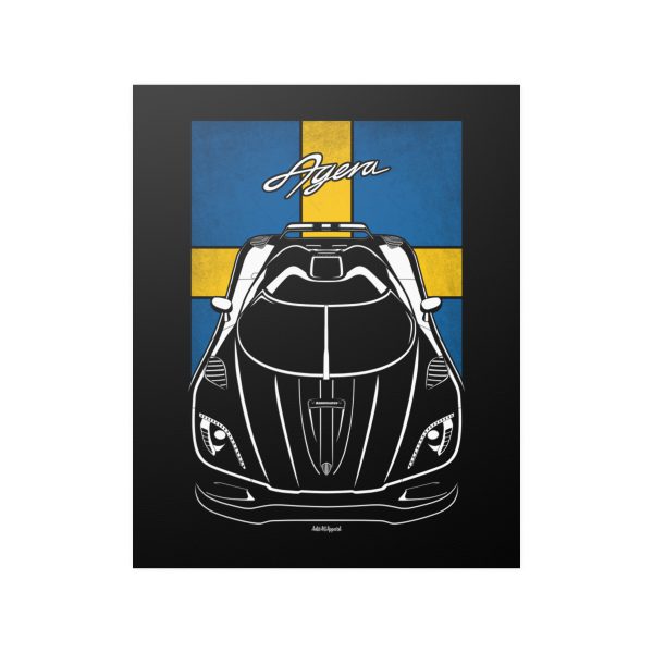 Koenigsegg Agera Stripe Poster - Sweden Flag Print 16 x 20 inch by Auto Art Apparel