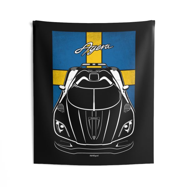Koenigsegg Agera Stripe Tapestry - Sweden Flag Wall Art 50 x 60 inch by Auto Art Apparel