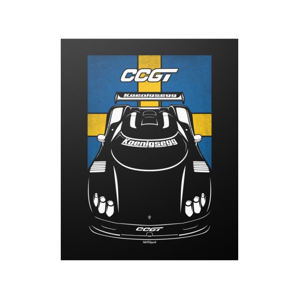 Koenigsegg CCGT Poster - Sweden Flag Print 16 x 20 inch by Auto Art Apparel