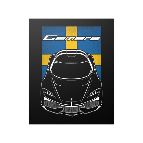 Koenigsegg Gemera Poster - Sweden Flag Print 16 x 20 inch by Auto Art Apparel