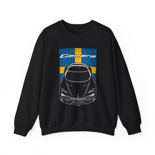 Koenigsegg Gemera Sweatshirt - Sweden Flag Crewneck Black by Auto Art Apparel