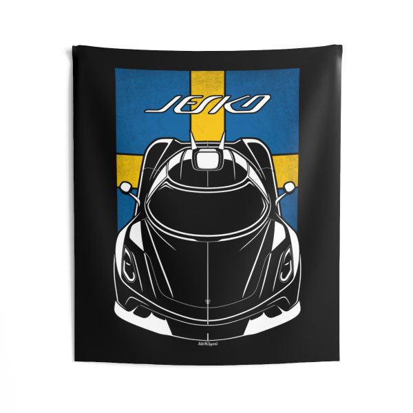 Koenigsegg Jesko Absolut Tapestry - Sweden Flag Wall Art 50 x 60 inch by Auto Art Apparel
