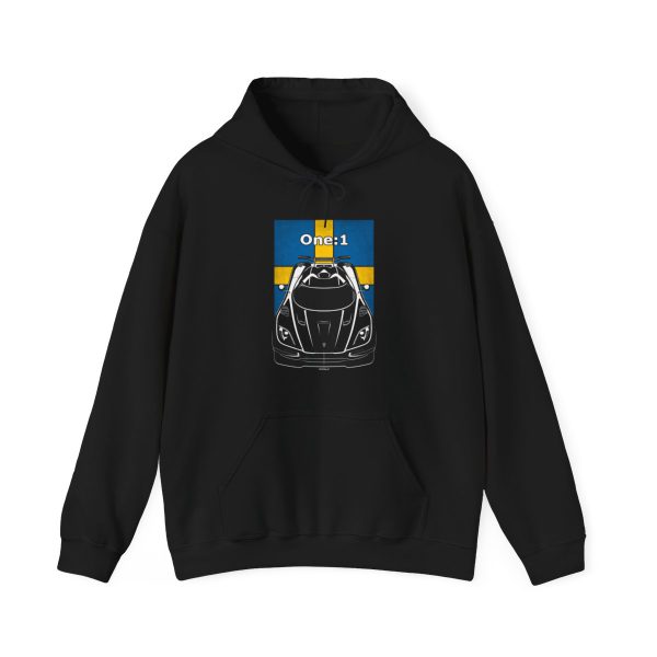 Koenigsegg One 1 Hoodie - Sweden Flag Hooded Sweatshirt Black by Auto Art Apparel