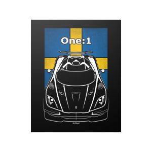 Koenigsegg One 1 Poster - Sweden Flag Print 16 x 20 inch by Auto Art Apparel