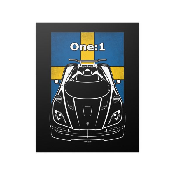Koenigsegg One 1 Poster - Sweden Flag Print 16 x 20 inch by Auto Art Apparel