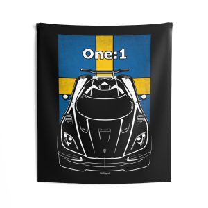 Koenigsegg One 1 Tapestry - Sweden Flag Wall Art 50 x 60 inch by Auto Art Apparel