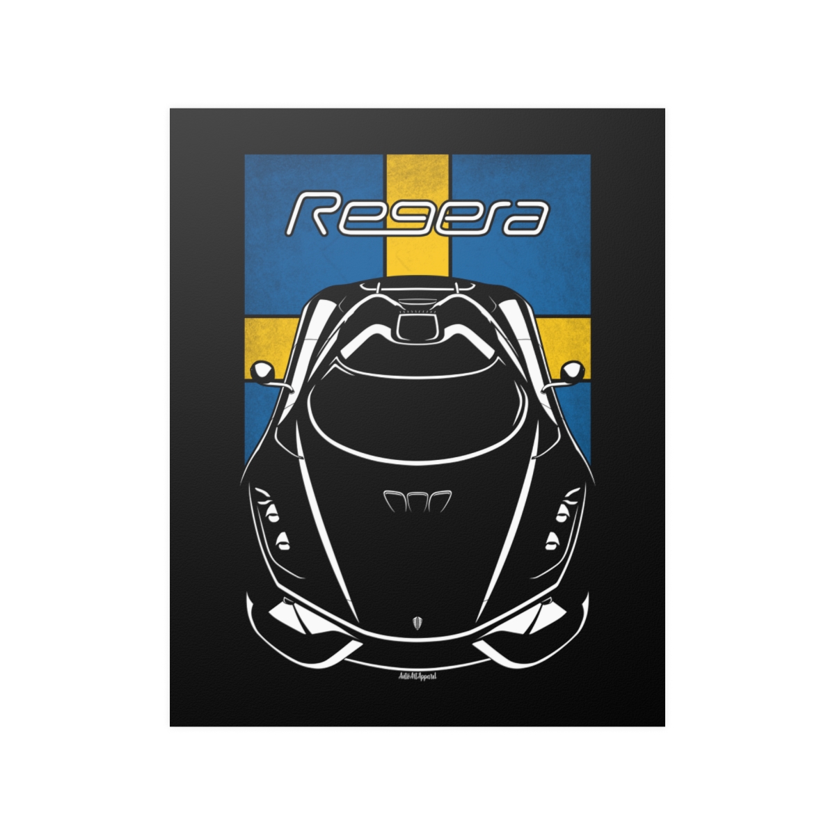 Koenigsegg Regera Poster - Sweden Flag Print 16 x 20 inch by Auto Art Apparel