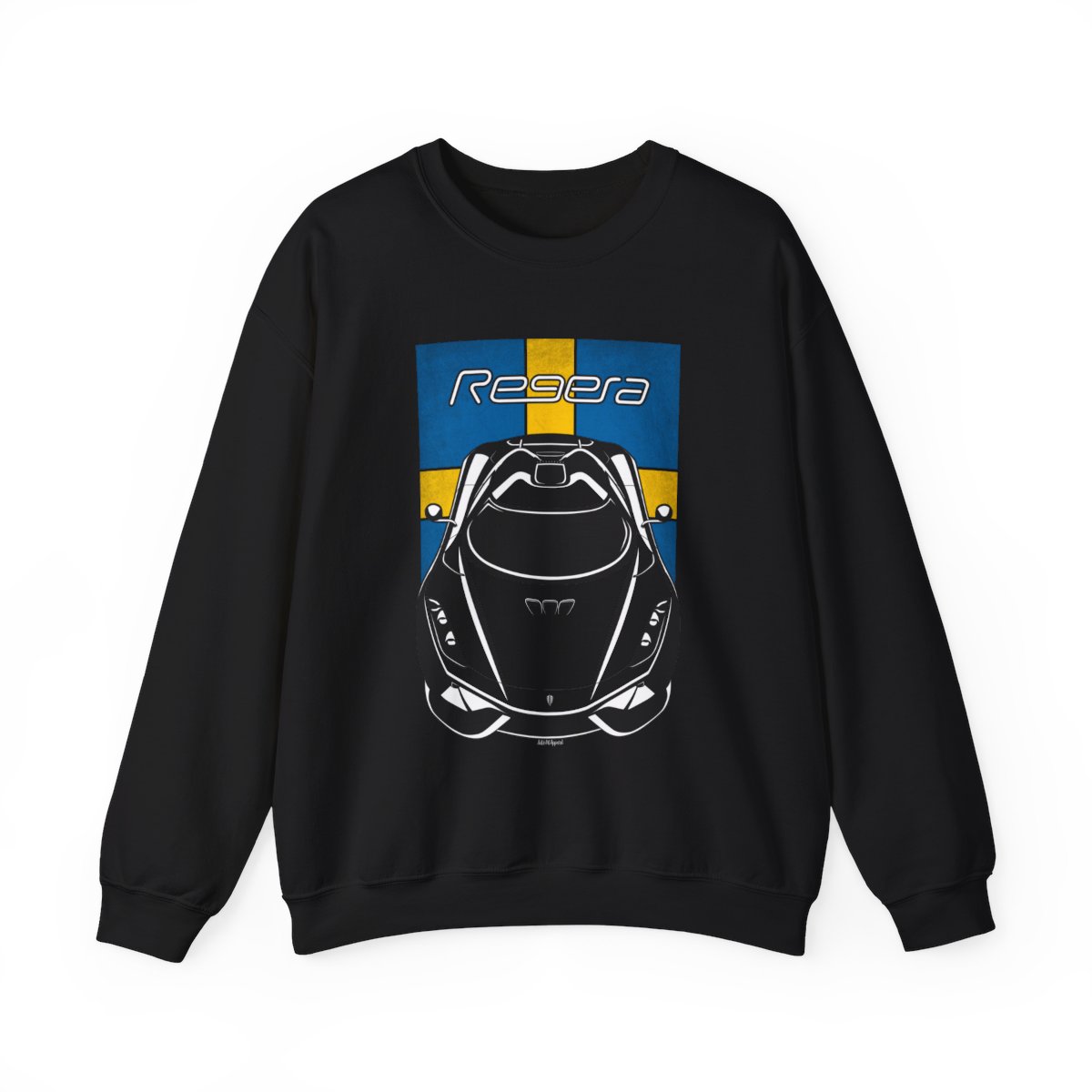 Koenigsegg Regera Sweatshirt - Sweden Flag Crewneck Black by Auto Art Apparel