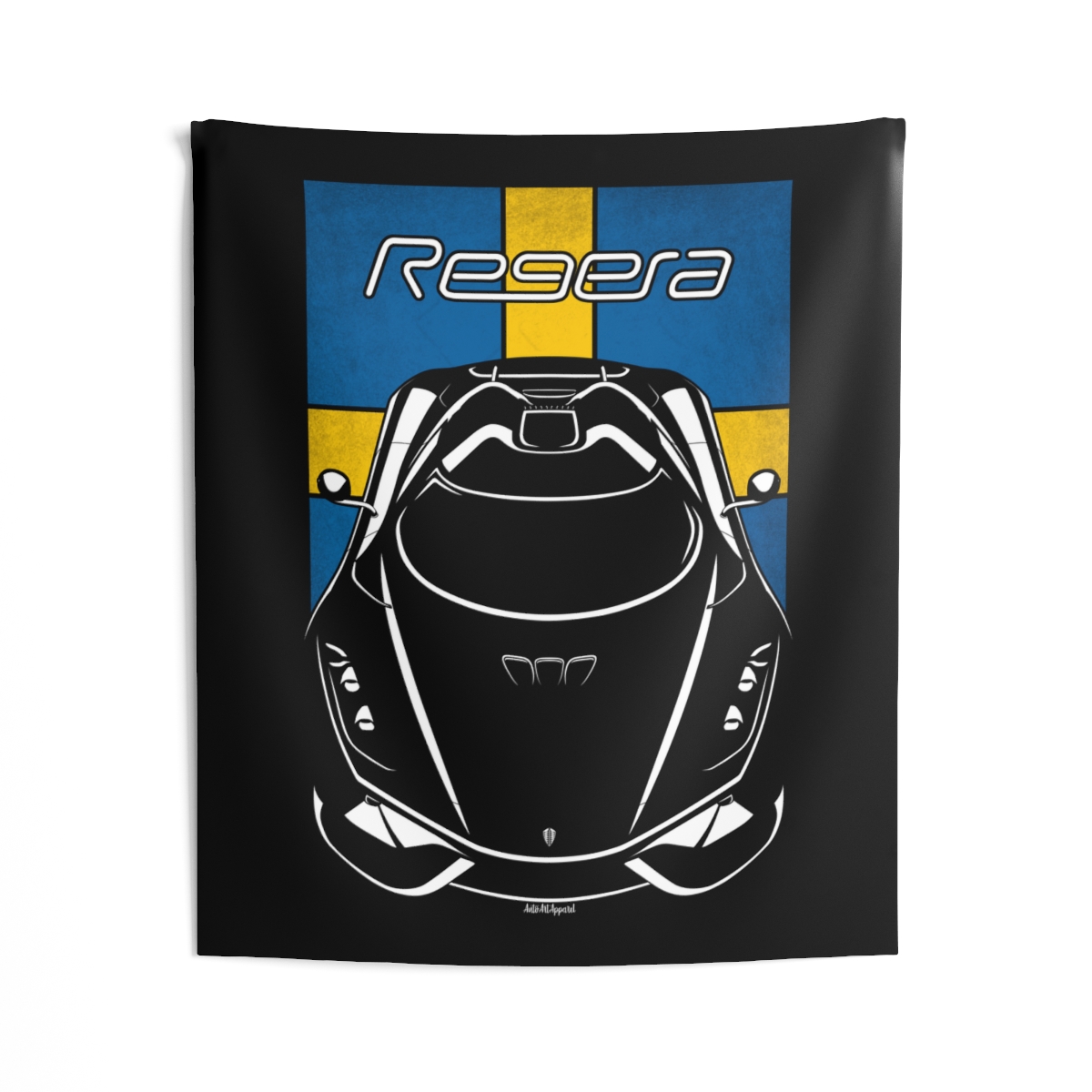 Koenigsegg Regera Tapestry - Sweden Flag Wall Art 50 x 60 inch by Auto Art Apparel