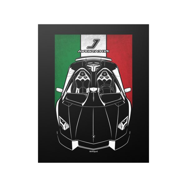 Lamborghini Aventador J Poster - Italy Flag Print 16 x 20 inch by Auto Art Apparel