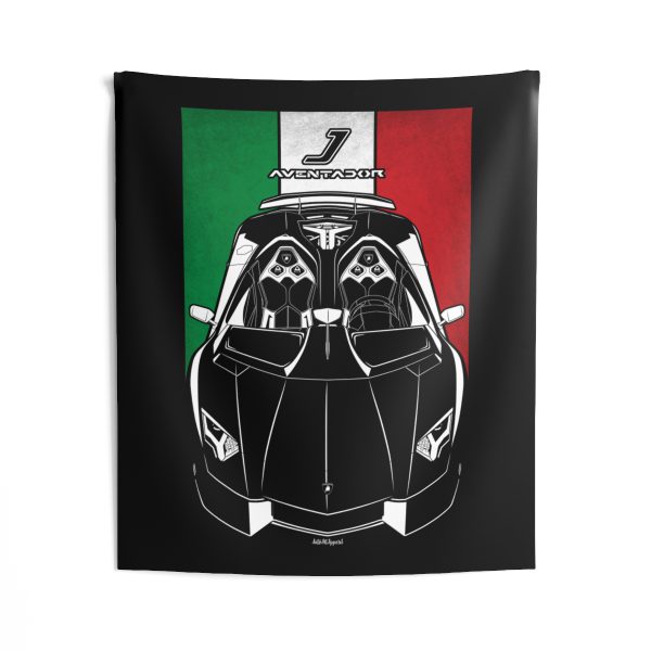 Lamborghini Aventador J Tapestry - Italy Flag Wall Art 50 x 60 inch by Auto Art Apparel