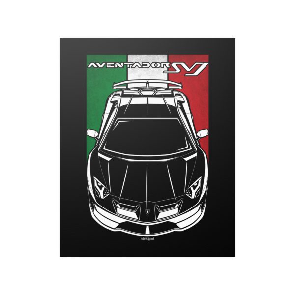 Lamborghini Aventador SVJ Poster - Italy Flag Print 16 x 20 inch by Auto Art Apparel